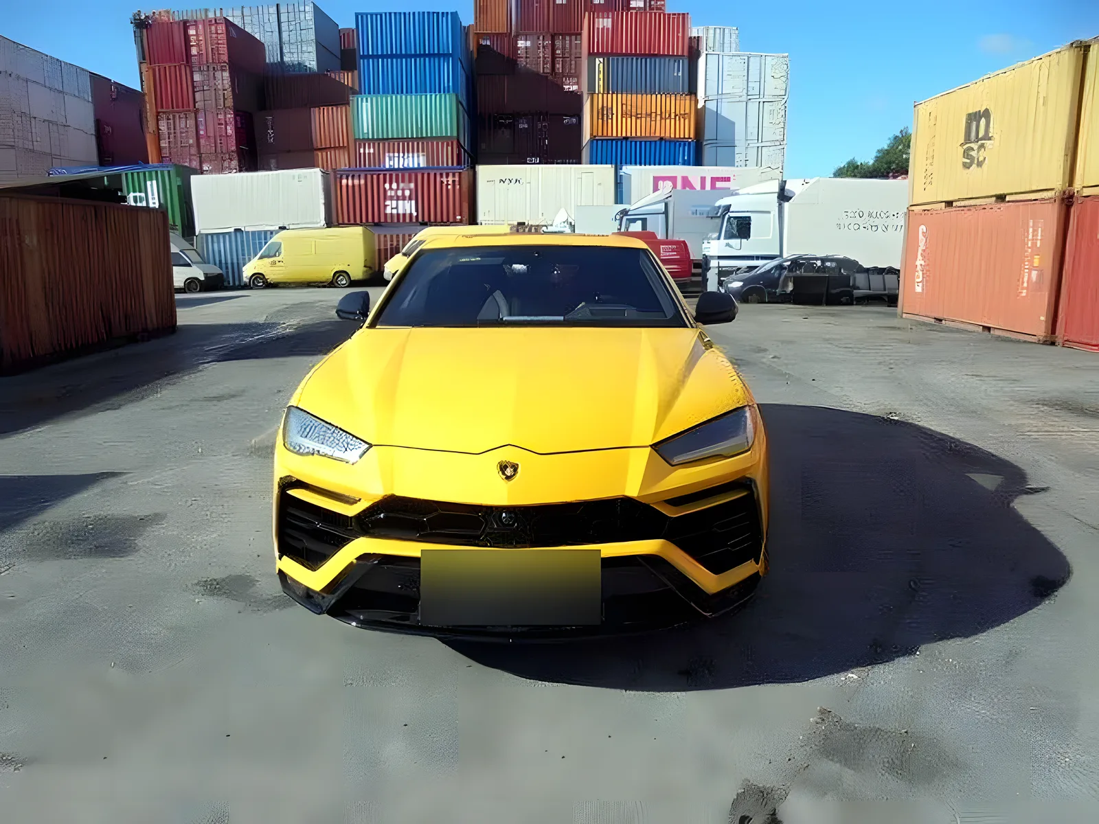 Lamborghini Urus at the container terminal